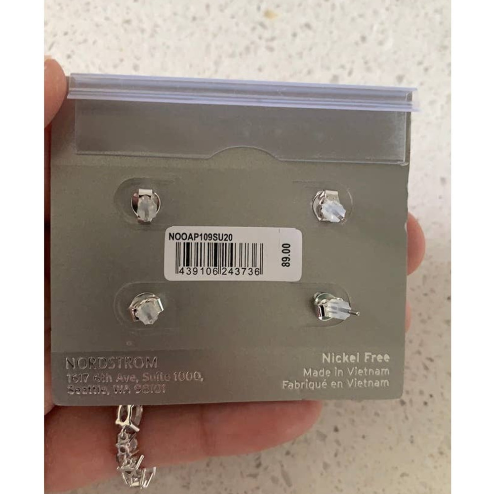 NORDSTROM. Cubic Zirconia Linear Earrings & Stud Set Sterling Silver - Picture 2 of 3